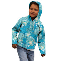 Hawaii Kid Hoodie Teal Polynesian Monstera Patterns - Polynesian Pride