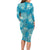 Hawaii Long Sleeve Bodycon Dress Teal Polynesian Monstera Patterns - Polynesian Pride