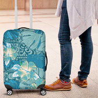 Hawaii Luggage Cover Teal Polynesian Monstera Patterns - Polynesian Pride