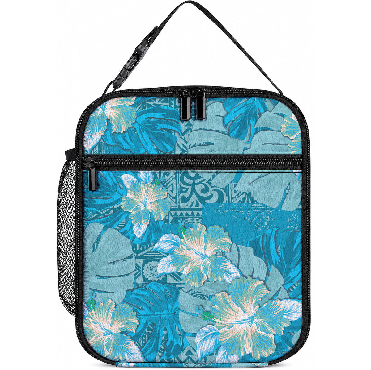 Hawaii Lunch Bag Teal Polynesian Monstera Patterns