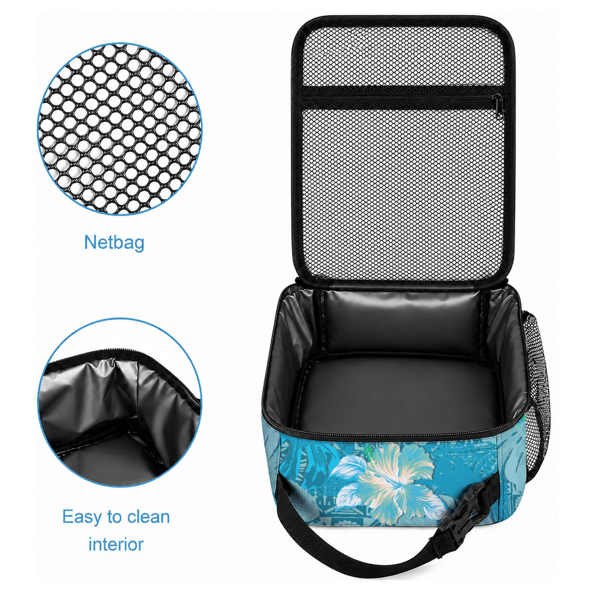 Hawaii Lunch Bag Teal Polynesian Monstera Patterns