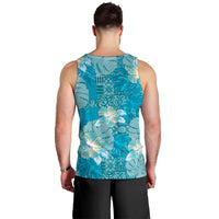 Hawaii Men Tank Top Teal Polynesian Monstera Patterns - Polynesian Pride
