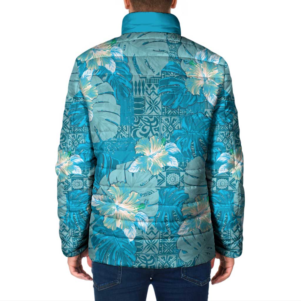 Hawaii Padded Jacket Teal Polynesian Monstera Patterns DT05 - Polynesian Pride