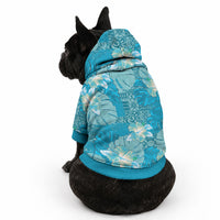 Hawaii Pet Hoodie Teal Polynesian Monstera Patterns