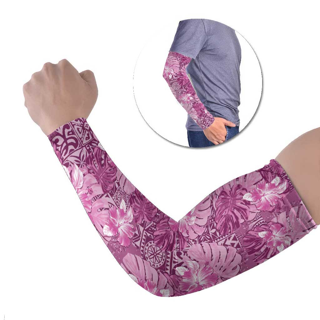Hawaii Arm Sleeves Magenta Polynesian Monstera Patterns - Polynesian Pride