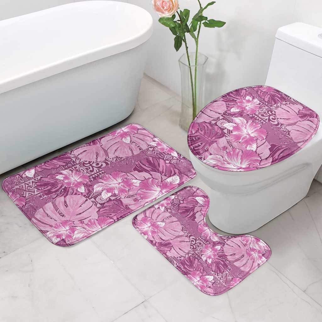 Hawaii Bathroom Set Magenta Polynesian Monstera Patterns - Polynesian Pride