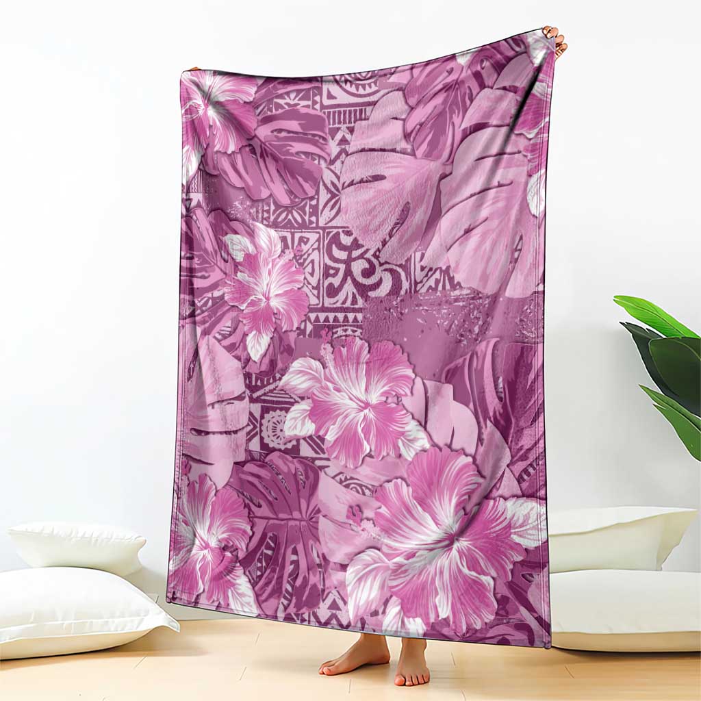 Hawaii Blanket Magenta Polynesian Monstera Patterns - Polynesian Pride