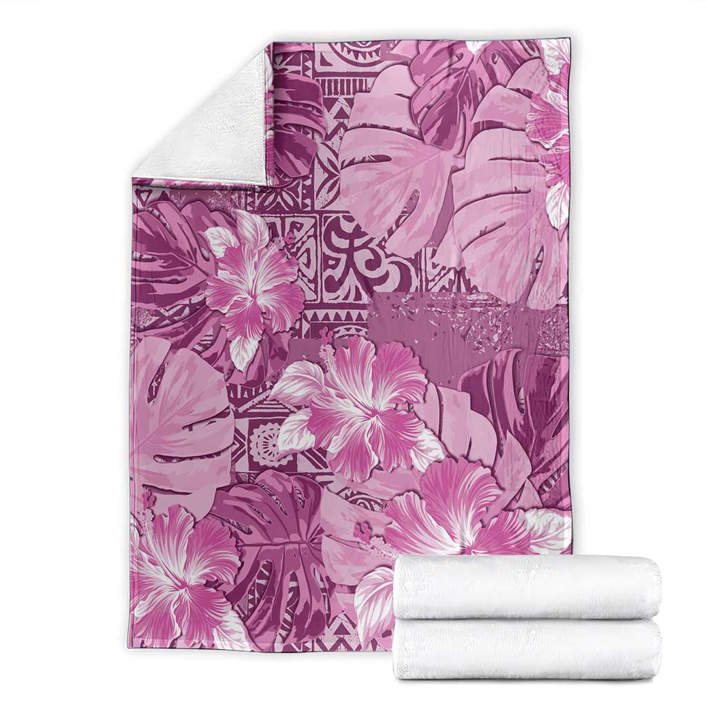 Hawaii Blanket Magenta Polynesian Monstera Patterns - Polynesian Pride