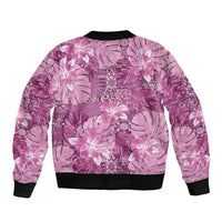 Hawaii Bomber Jacket Magenta Polynesian Monstera Patterns DT05 - Polynesian Pride