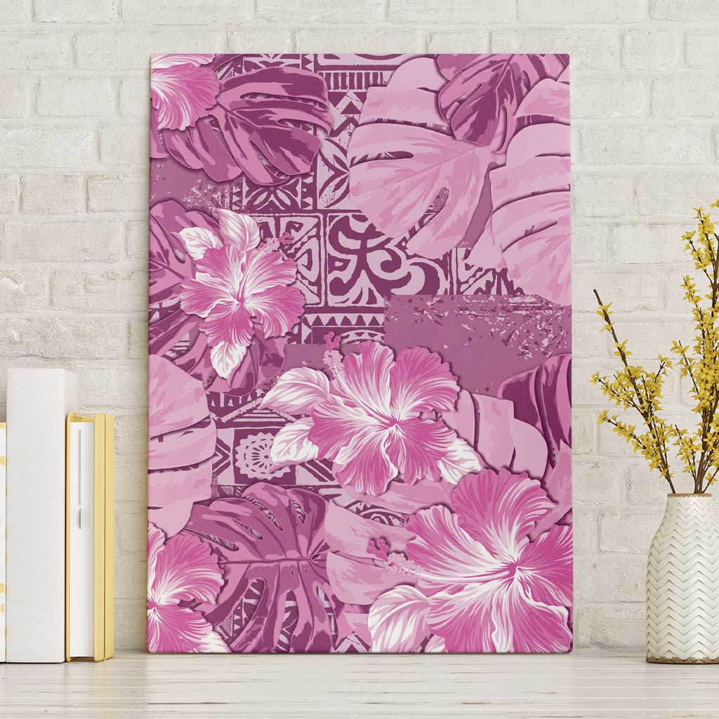 Hawaii Canvas Wall Art Magenta Polynesian Monstera Patterns - Polynesian Pride