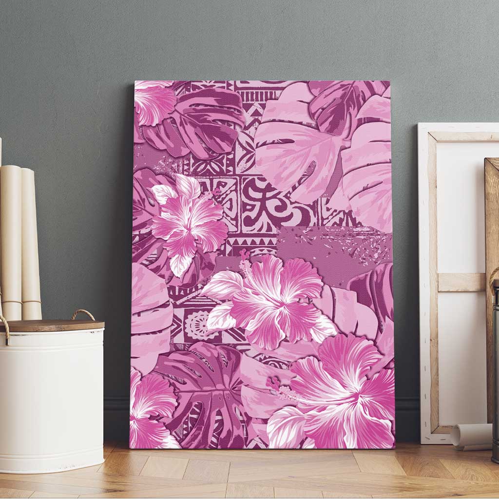 Hawaii Canvas Wall Art Magenta Polynesian Monstera Patterns - Polynesian Pride