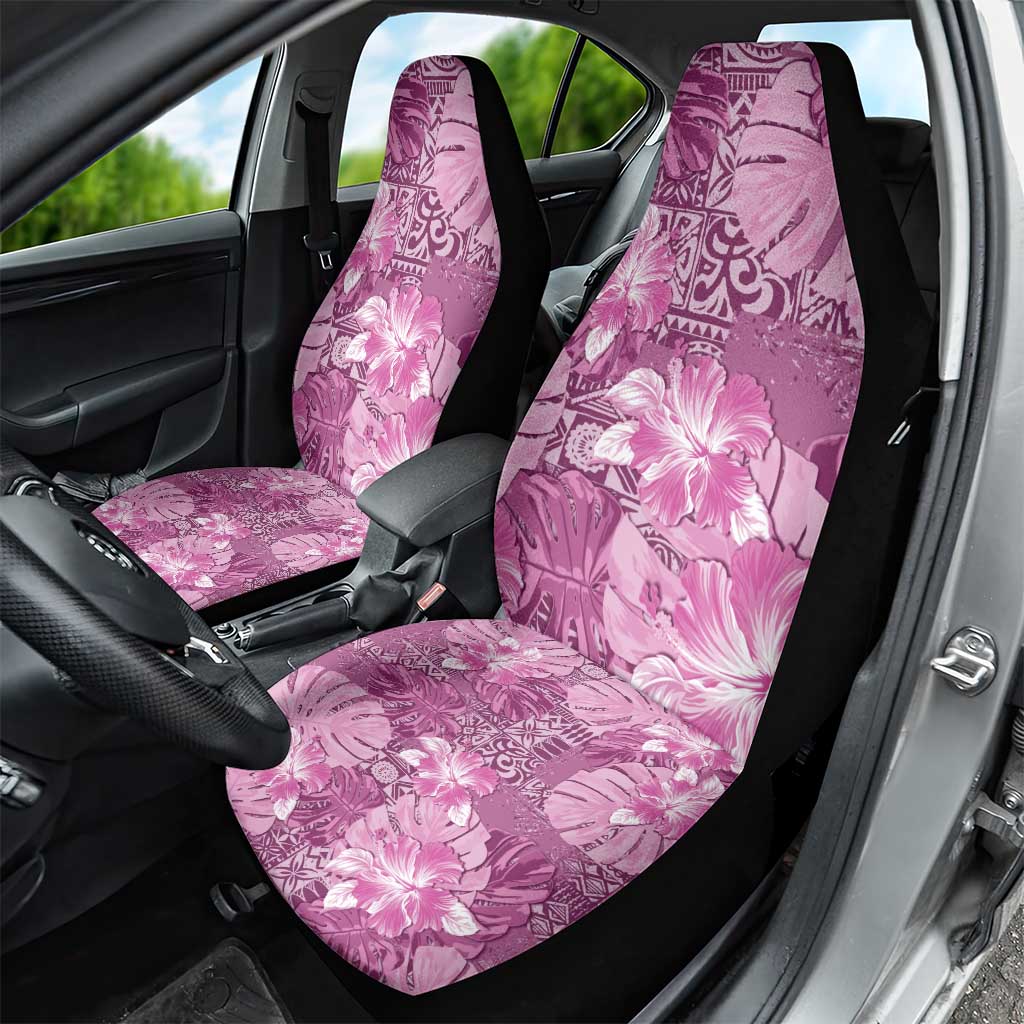 Hawaii Car Seat Cover Magenta Polynesian Monstera Patterns - Polynesian Pride