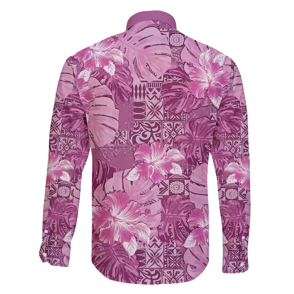 Hawaii Family Matching Puletasi and Hawaiian Shirt Magenta Polynesian Monstera Patterns - Polynesian Pride