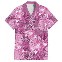 Hawaii Family Matching Summer Maxi Dress and Hawaiian Shirt Magenta Polynesian Monstera Patterns - Polynesian Pride