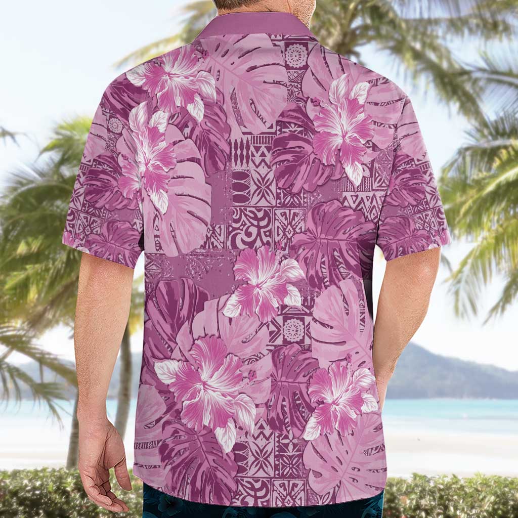 Hawaii Hawaiian Shirt Magenta Polynesian Monstera Patterns - Polynesian Pride