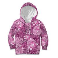 Hawaii Kid Hoodie Magenta Polynesian Monstera Patterns - Polynesian Pride
