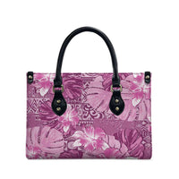 Hawaii Leather Bag Magenta Polynesian Monstera Patterns - Polynesian Pride