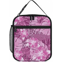 Hawaii Lunch Bag Magenta Polynesian Monstera Patterns