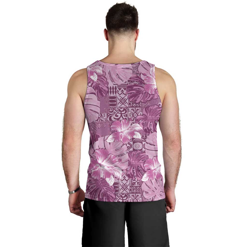 Hawaii Men Tank Top Magenta Polynesian Monstera Patterns - Polynesian Pride