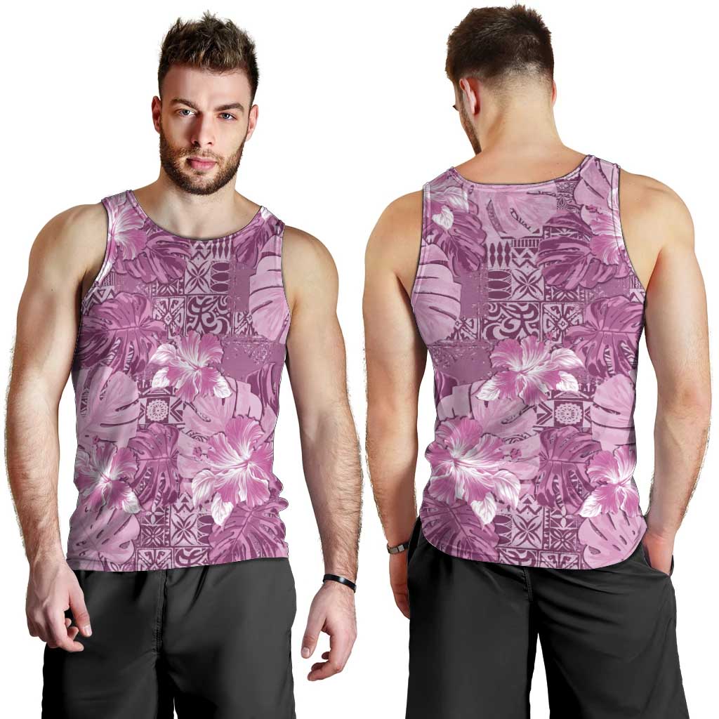 Hawaii Men Tank Top Magenta Polynesian Monstera Patterns - Polynesian Pride