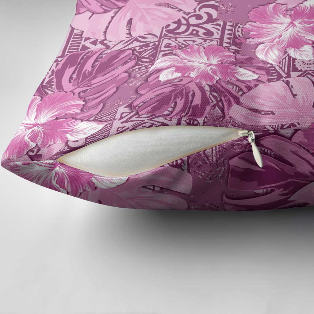 Hawaii Pillow Cover Magenta Polynesian Monstera Patterns - Polynesian Pride