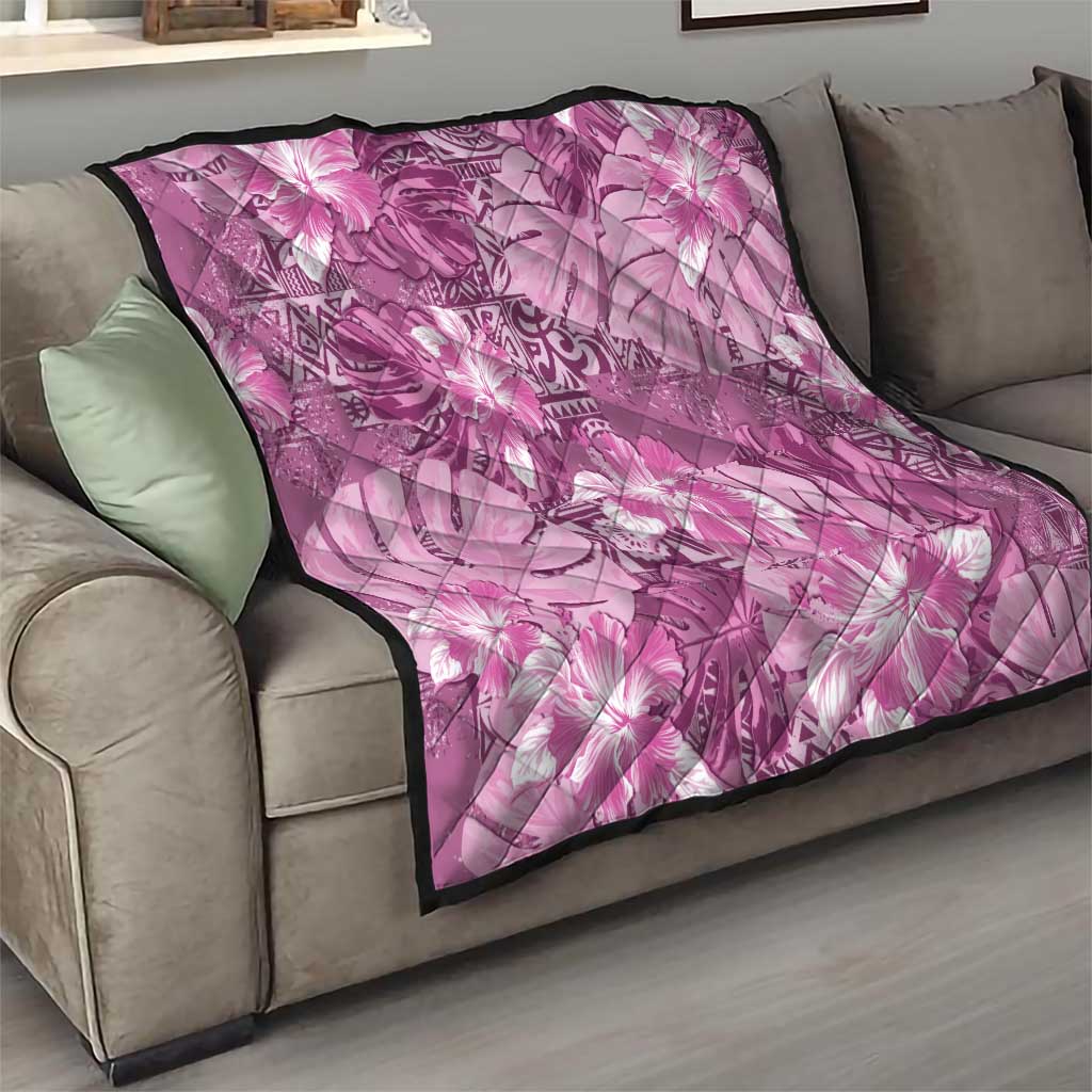 Hawaii Quilt Magenta Polynesian Monstera Patterns - Polynesian Pride