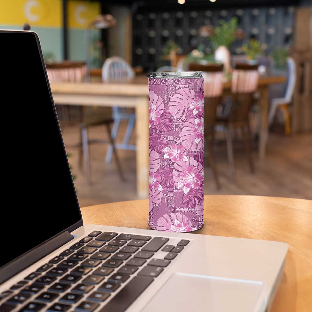 Hawaii Skinny Tumbler Magenta Polynesian Monstera Patterns - Polynesian Pride