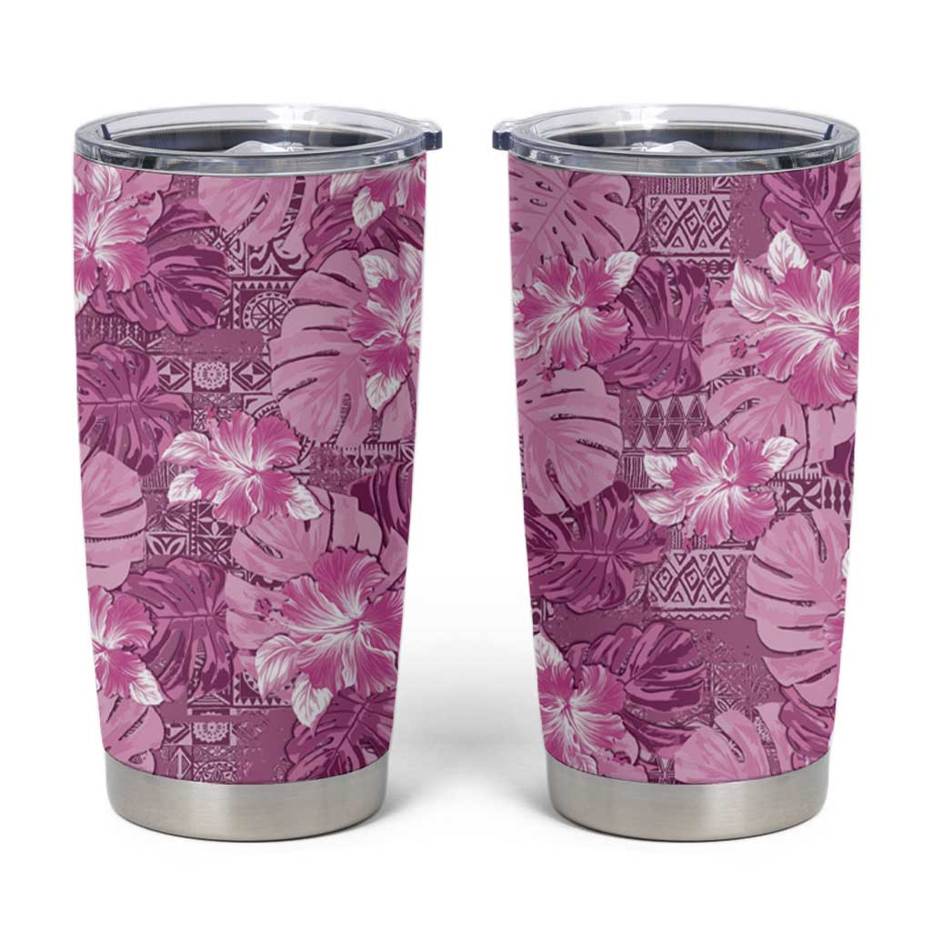 Hawaii Tumbler Cup Magenta Polynesian Monstera Patterns - Polynesian Pride