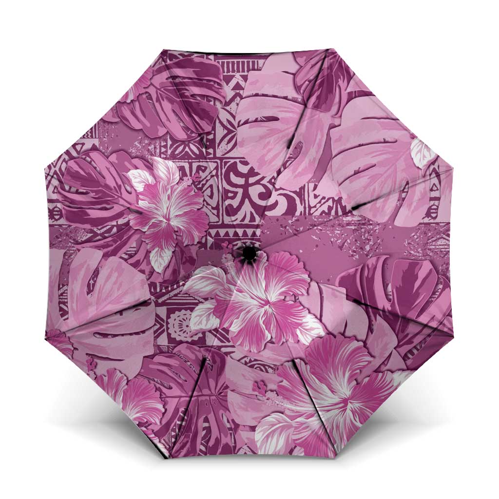 Hawaii Umbrella Magenta Polynesian Monstera Patterns - Polynesian Pride