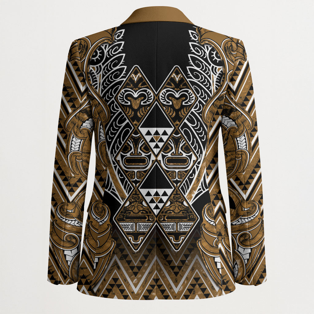Aotearoa Kati Mamoe Blazer Maori Brown Tribal Paua Shell Pattern DT05 - Polynesian Pride
