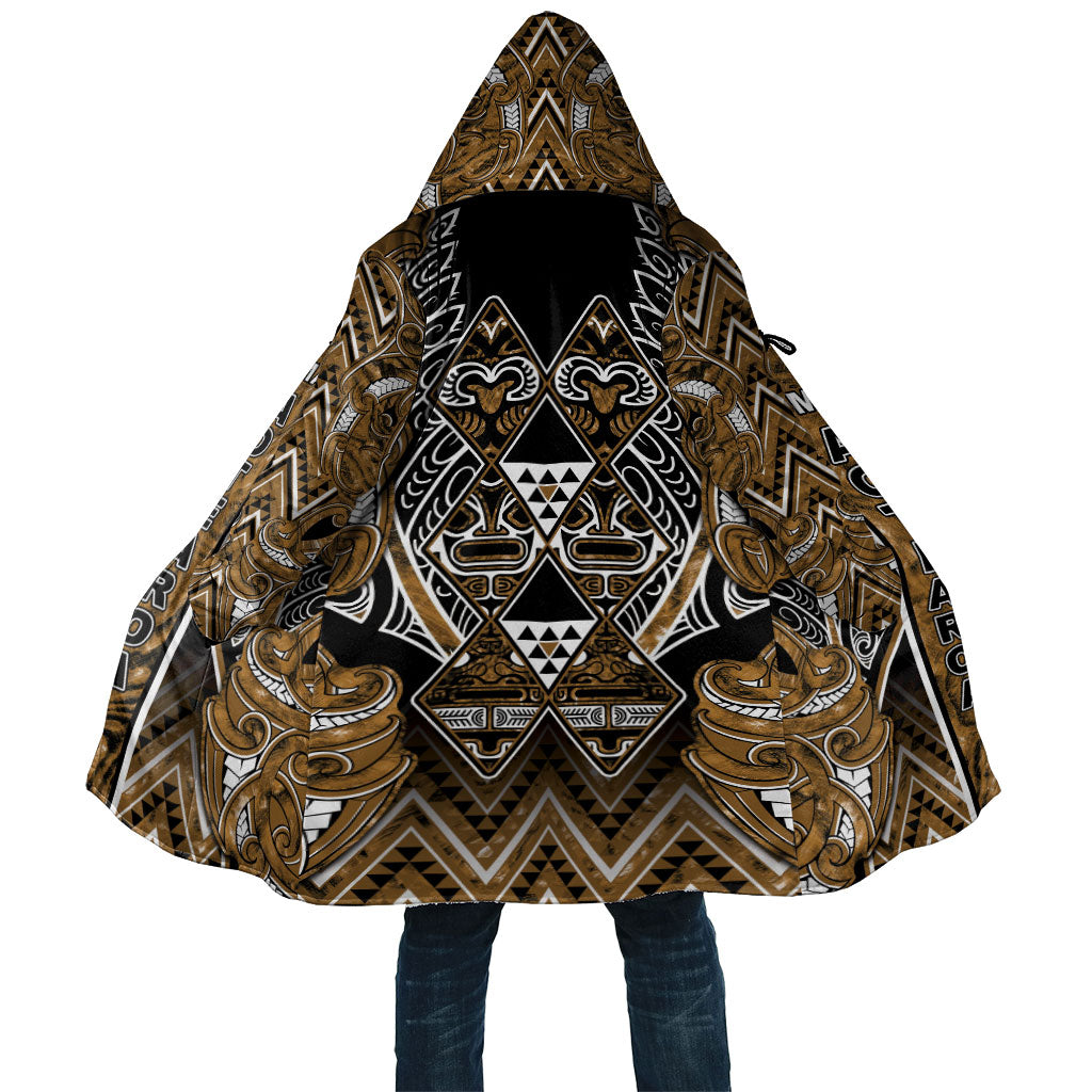 Aotearoa Kati Mamoe Cloak Maori Brown Tribal Paua Shell Pattern DT05 Unisex Brown - Polynesian Pride