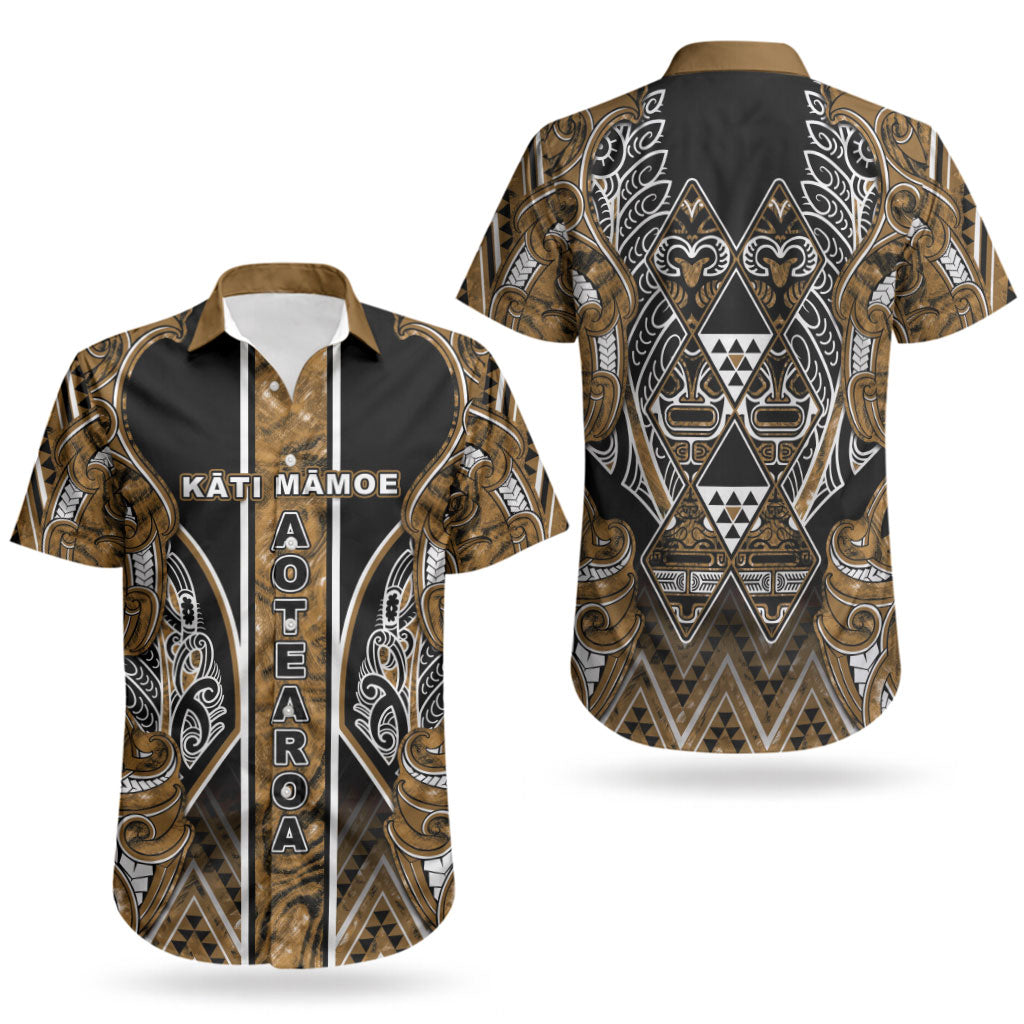 Aotearoa Kati Mamoe Couples Matching Summer Maxi Dress and Hawaiian Shirt Maori Brown Tribal Paua Shell Pattern DT05 - Polynesian Pride