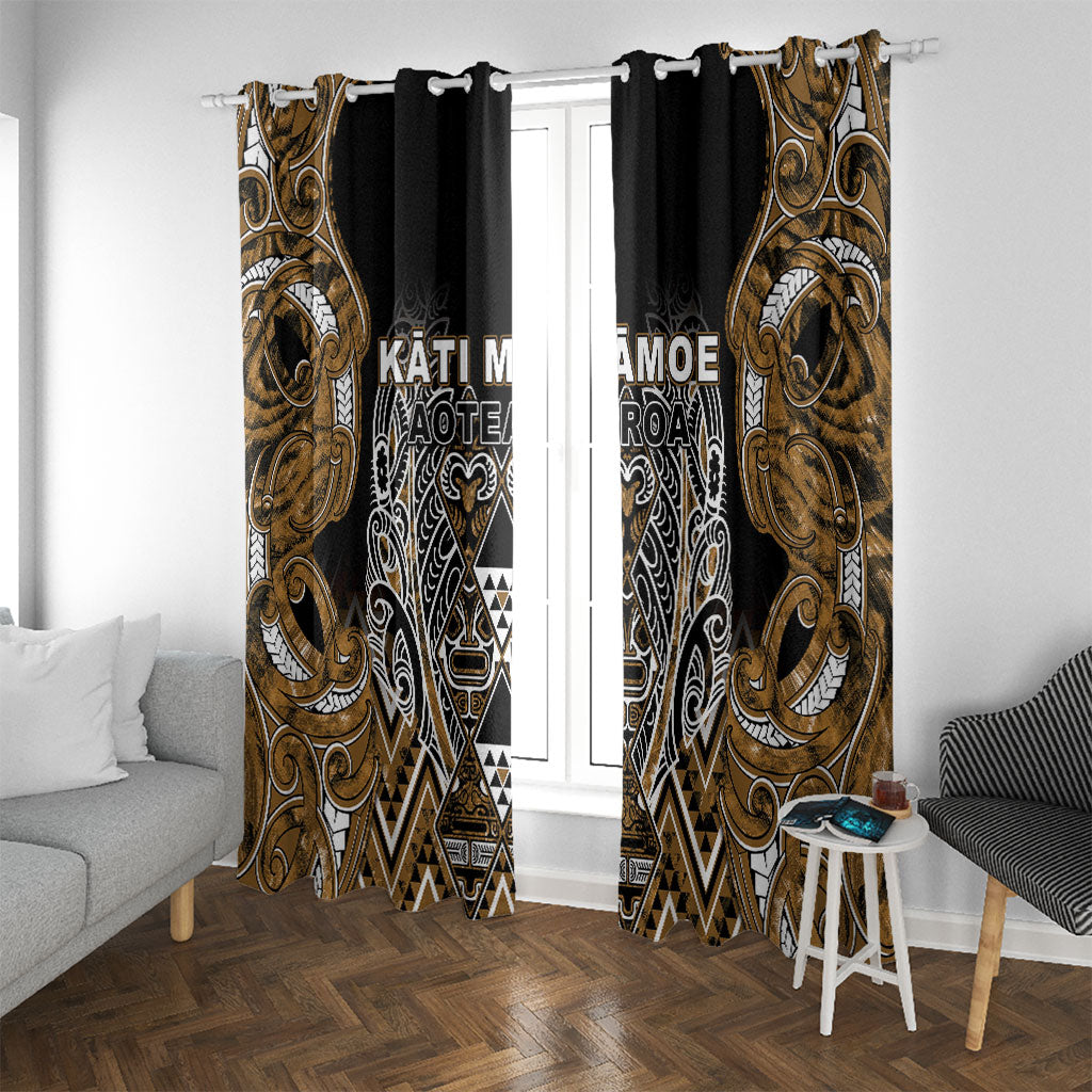 Aotearoa Kati Mamoe Window Curtain Maori Brown Tribal Paua Shell Pattern DT05 With Grommets Brown - Polynesian Pride