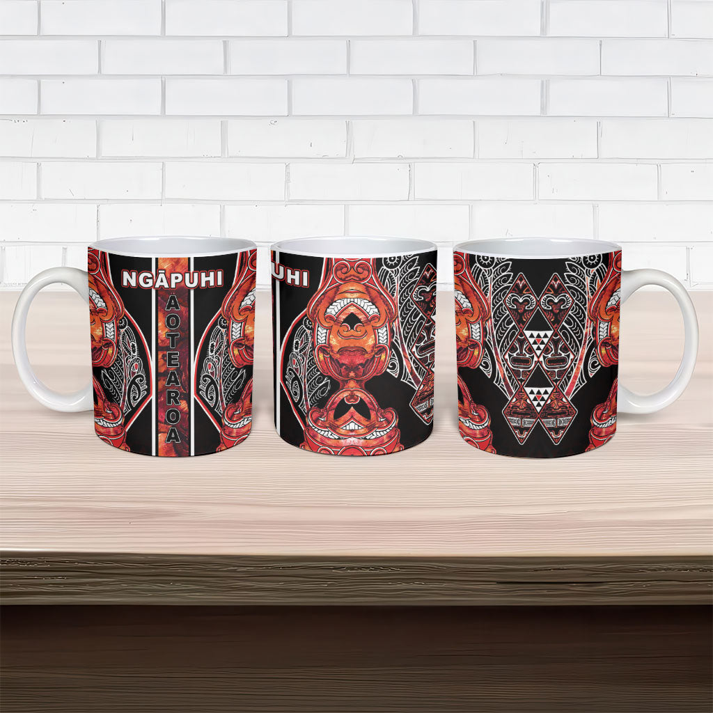 Aotearoa Ngapuhi Ceramic Mug Maori Red Tribal Paua Shell Pattern DT05 - Polynesian Pride