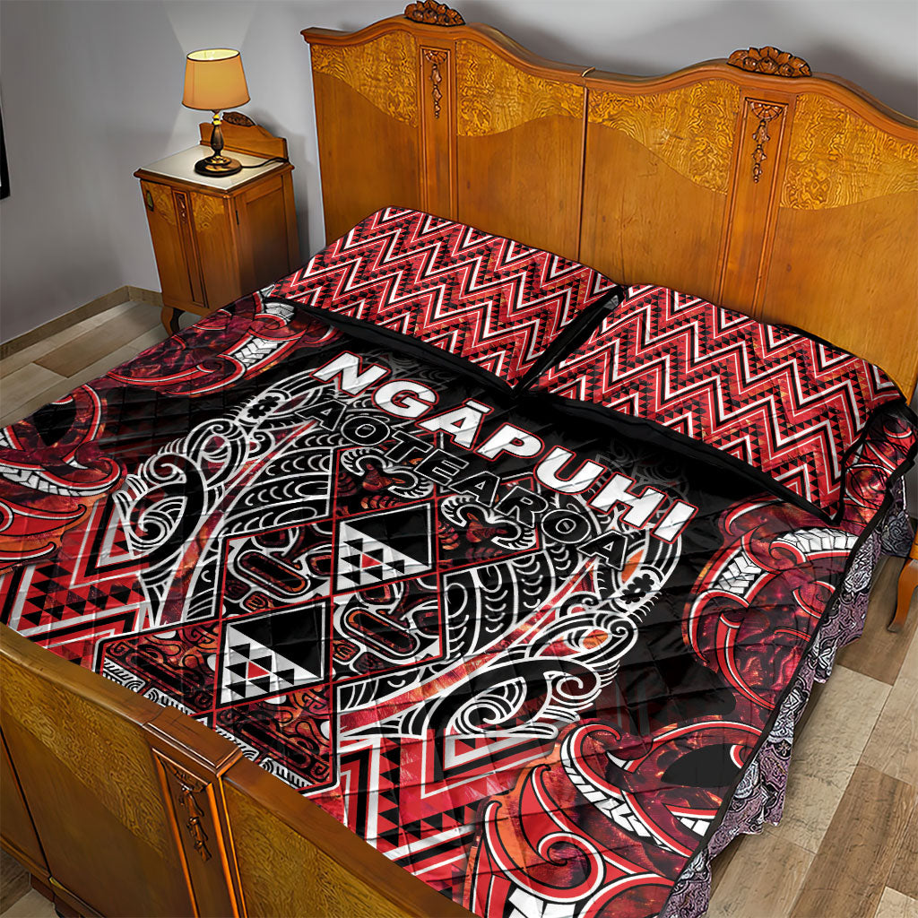 Aotearoa Ngapuhi Quilt Bed Set Maori Red Tribal Paua Shell Pattern DT05 - Polynesian Pride
