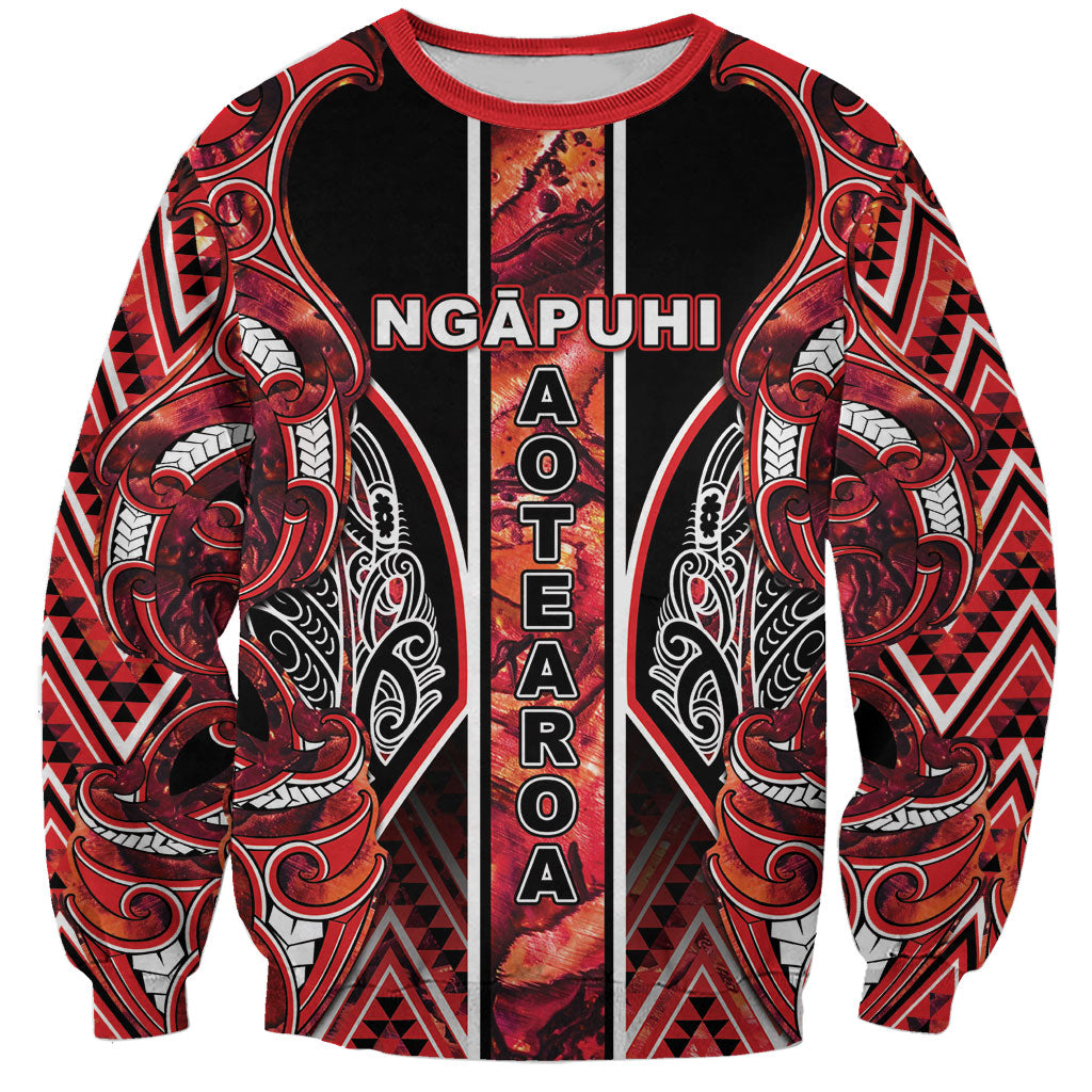 Aotearoa Ngapuhi Sweatshirt Maori Red Tribal Paua Shell Pattern