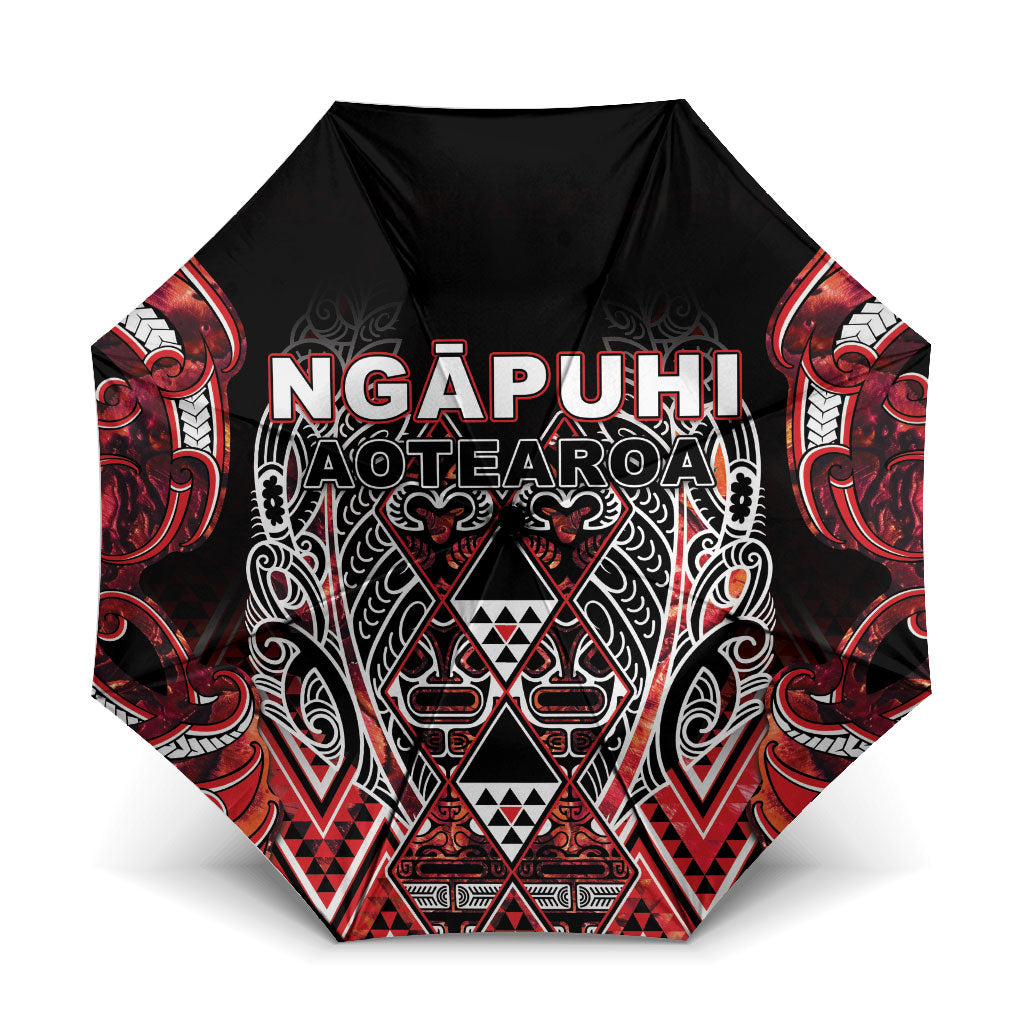 Aotearoa Ngapuhi Umbrella Maori Red Tribal Paua Shell Pattern DT05 One Size Folded 11.42 inch Opened Diameter 37.4 inch Red - Polynesian Pride