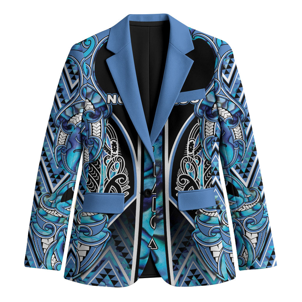 Aotearoa Ngati Porou Blazer Maori Light Blue Tribal Paua Shell Pattern DT05 Unisex Blue - Polynesian Pride