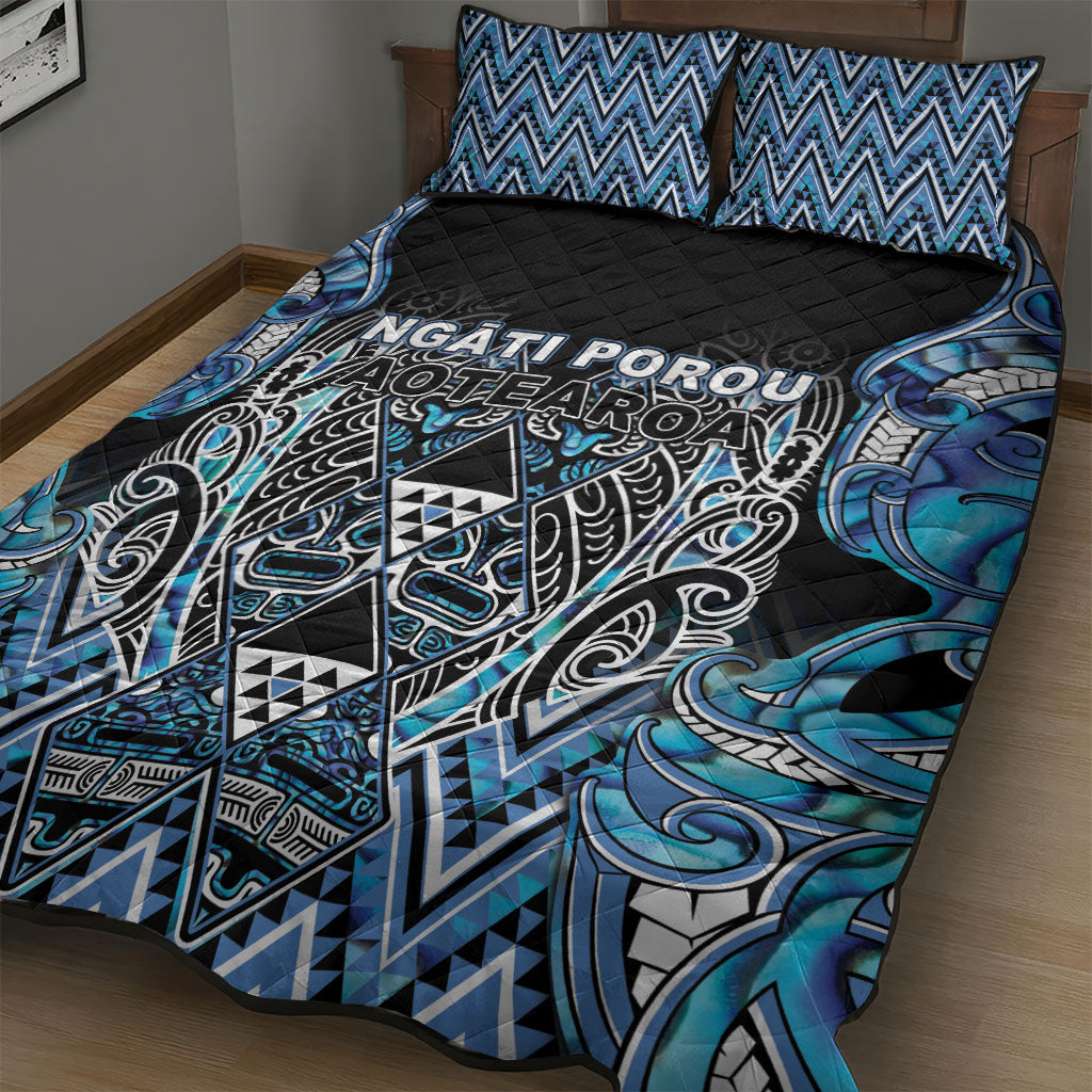 Aotearoa Ngati Porou Quilt Bed Set Maori Light Blue Tribal Paua Shell Pattern DT05 - Polynesian Pride