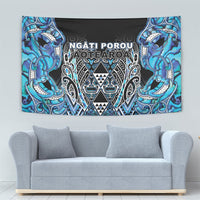 Aotearoa Ngati Porou Tapestry Maori Light Blue Tribal Paua Shell Pattern DT05 - Polynesian Pride