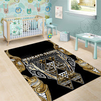 Aotearoa Waikato Tainui Area Rug Maori Light Gold Tribal Paua Shell Pattern DT05 - Polynesian Pride