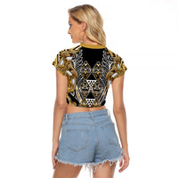 Aotearoa Waikato Tainui Raglan Cropped T Shirt Maori Light Gold Tribal Paua Shell Pattern DT05 - Polynesian Pride