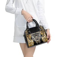 Aotearoa Waikato Tainui Shoulder Handbag Maori Light Gold Tribal Paua Shell Pattern DT05 - Polynesian Pride