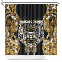 Aotearoa Waikato Tainui Shower Curtain Maori Light Gold Tribal Paua Shell Pattern DT05 Yellow - Polynesian Pride