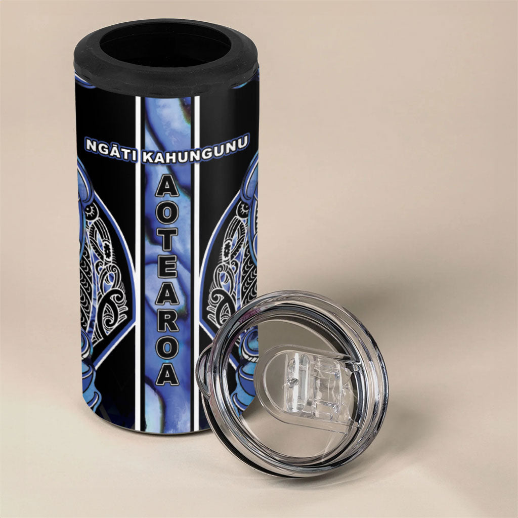 Aotearoa Ngati Kahungunu 4 in 1 Can Cooler Tumbler Maori Tribal Blue Paua Shell Pattern DT05 - Polynesian Pride