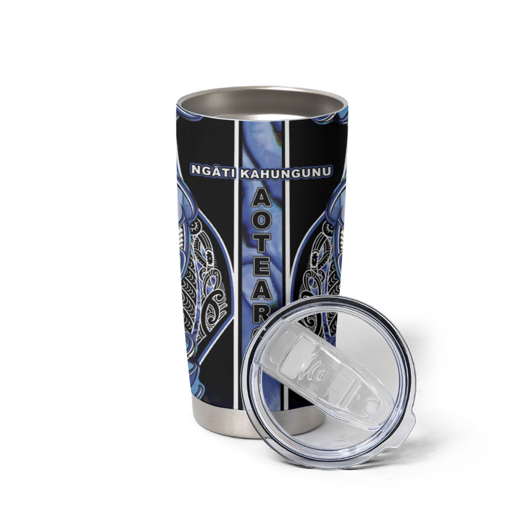 Aotearoa Ngati Kahungunu Tumbler Cup Maori Tribal Blue Paua Shell Pattern DT05 - Polynesian Pride