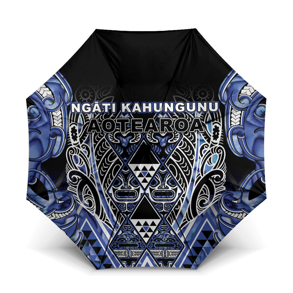 Aotearoa Ngati Kahungunu Umbrella Maori Tribal Blue Paua Shell Pattern