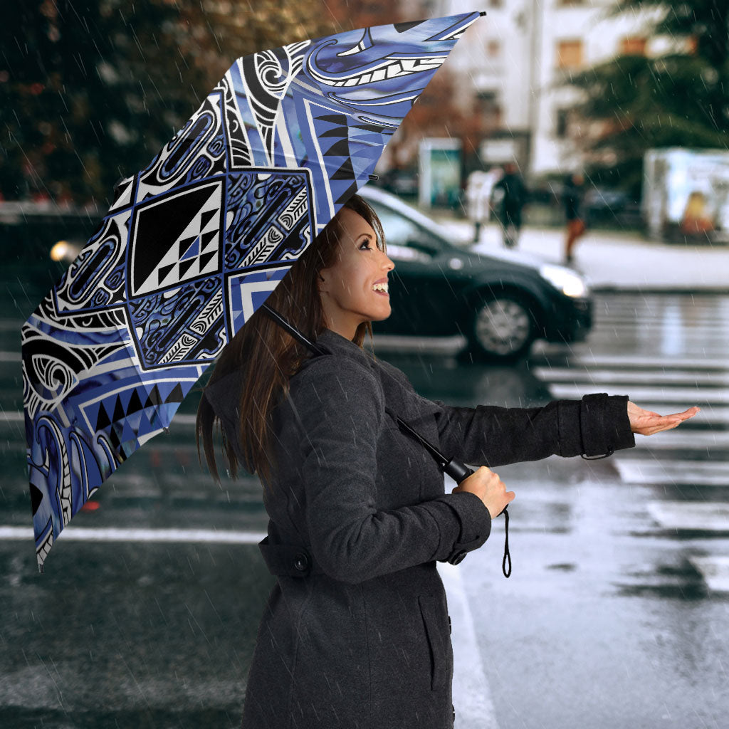 Aotearoa Ngati Kahungunu Umbrella Maori Tribal Blue Paua Shell Pattern DT05 - Polynesian Pride