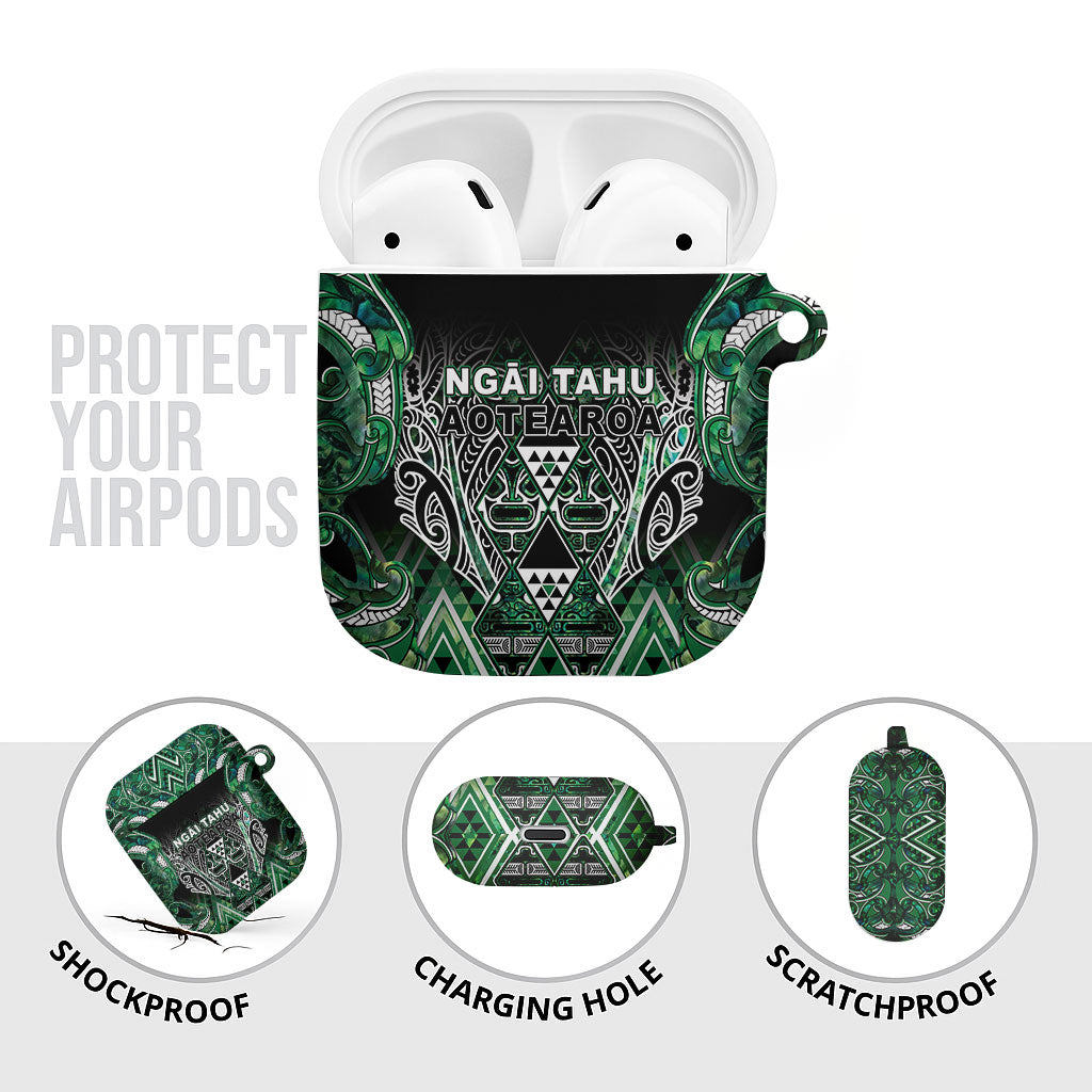 Aotearoa Ngai Tahu AirPods Case Maori Tribal Dark Green Paua Shell Pattern DT05 - Polynesian Pride