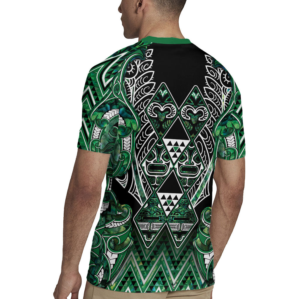 Aotearoa Ngai Tahu Rugby Jersey Maori Tribal Dark Green Paua Shell Pattern DT05 - Polynesian Pride